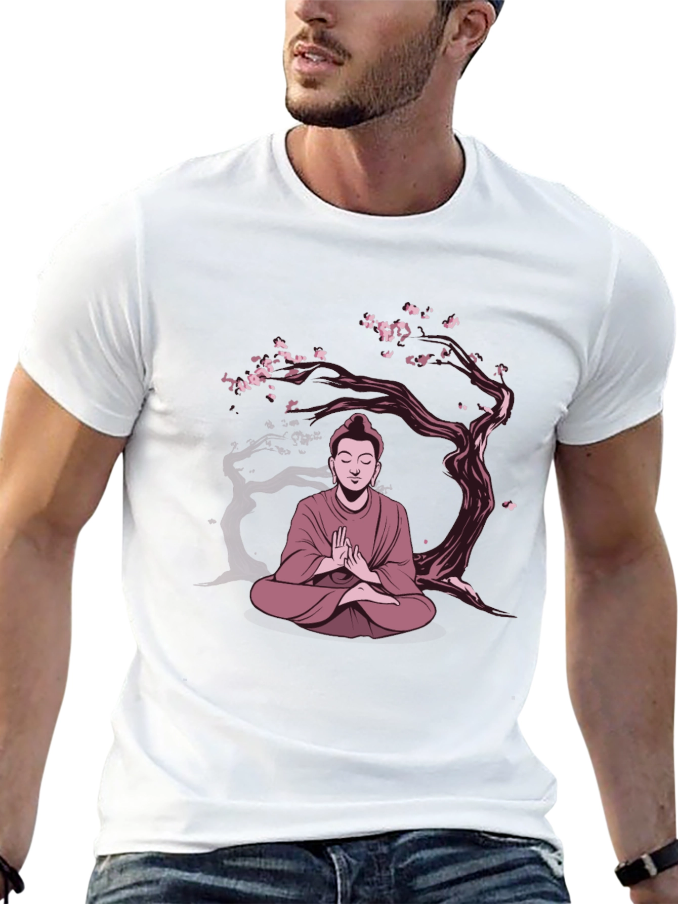Buddha Under Sakura Tree Graphic Tee