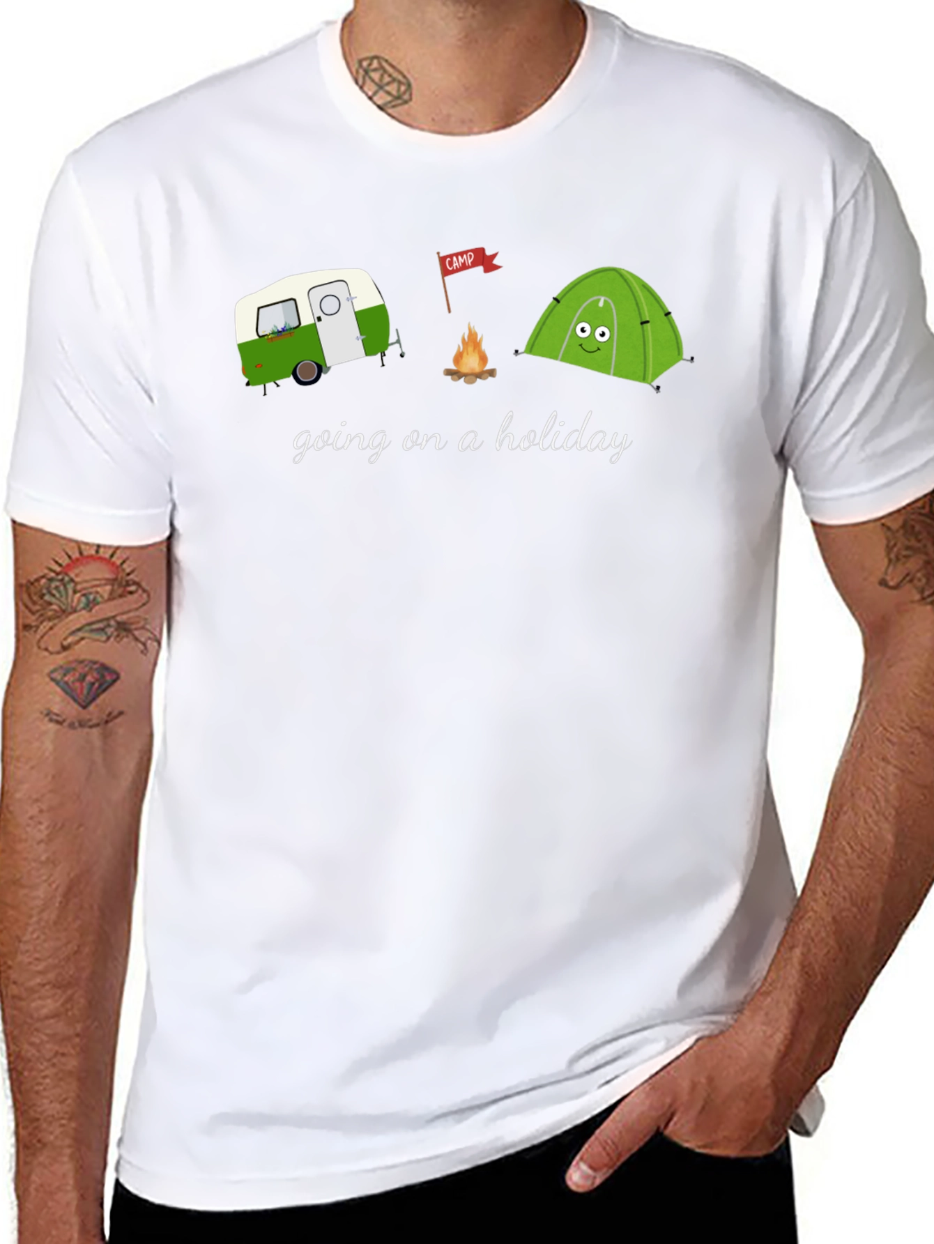 Camping Holiday Graphic Tee - Black