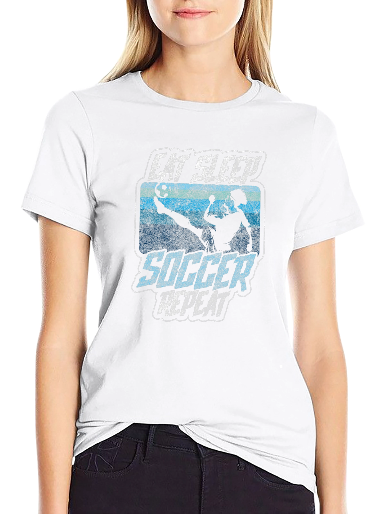 Eat Sleep Soccer Repeat Graphic Tee