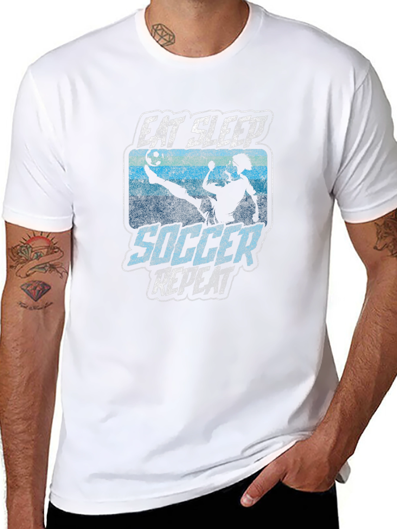 Eat Sleep Soccer Repeat Graphic Tee