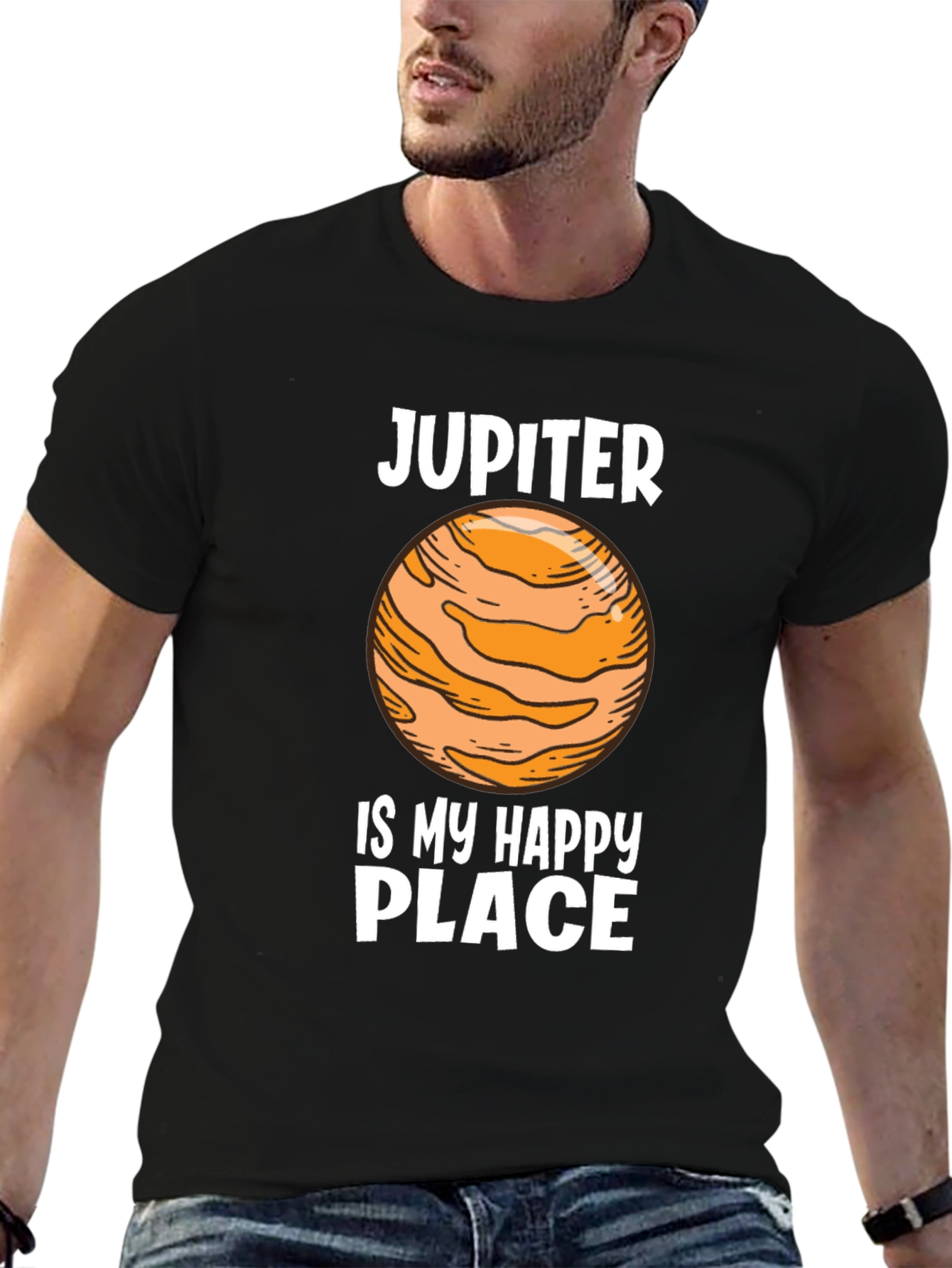Jupiter Happy Place Black Graphic Tee