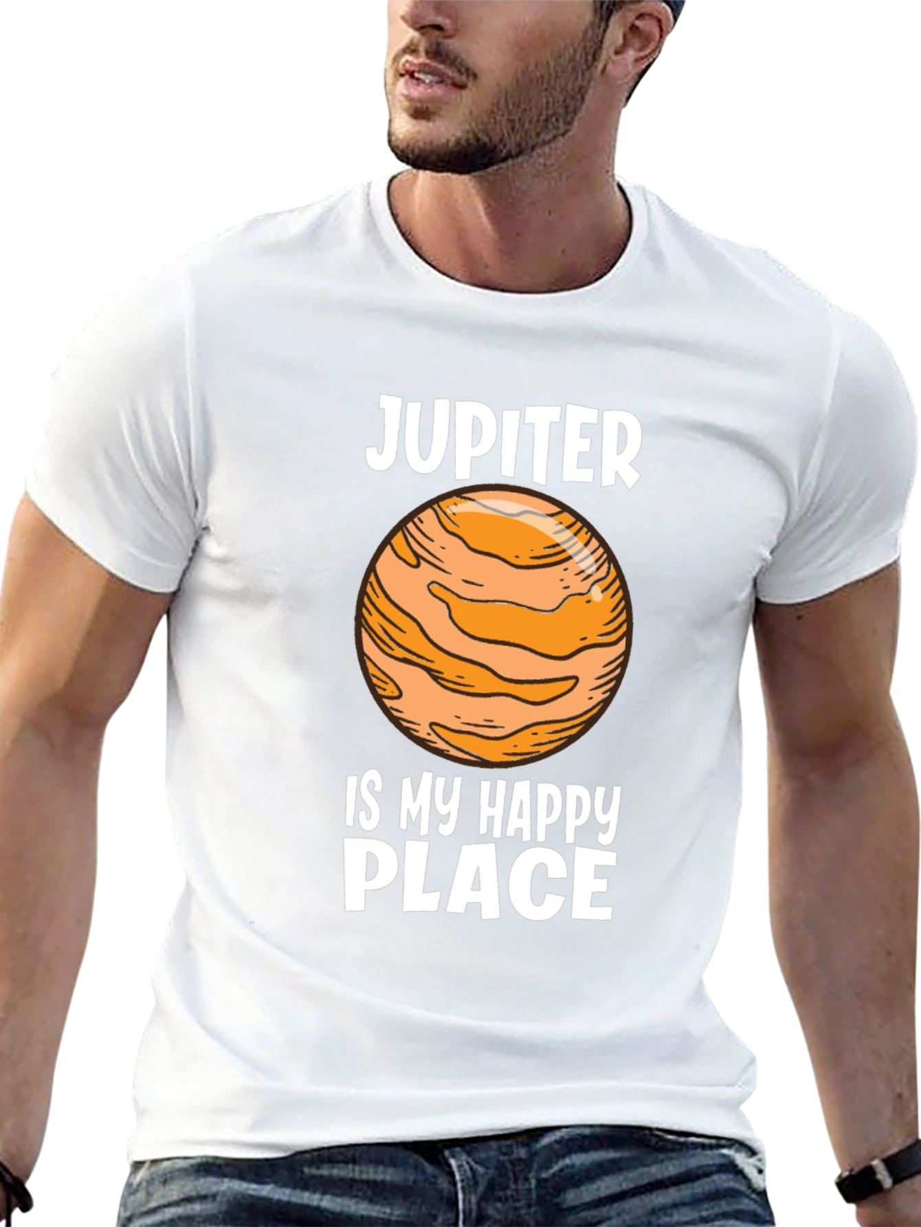 Jupiter Happy Place Black Graphic Tee