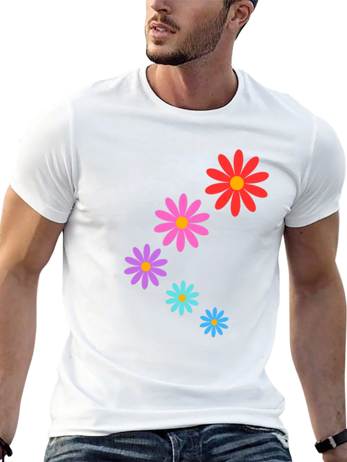 Daisy Flower Graphic Tee - Stylish Black T-Shirt