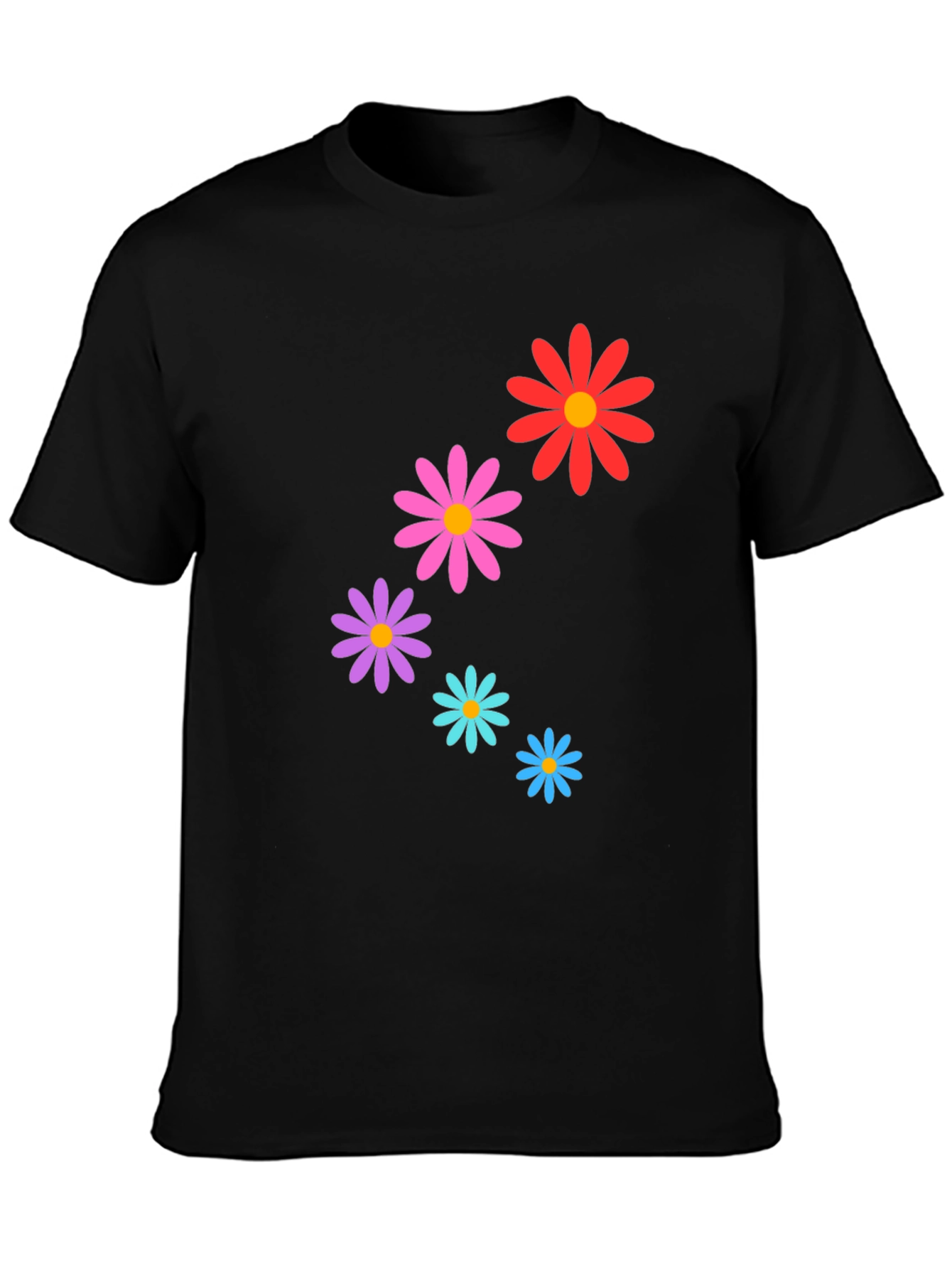 Daisy Flower Graphic Tee - Stylish Black T-Shirt