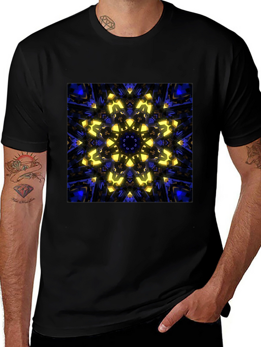 Abstract Kaleidoscope Graphic Print Black T-Shirt