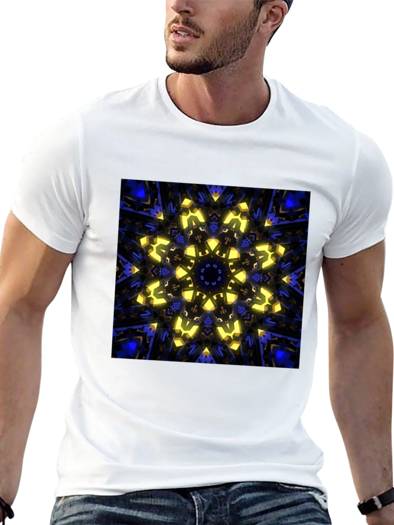 Abstract Kaleidoscope Graphic Print Black T-Shirt