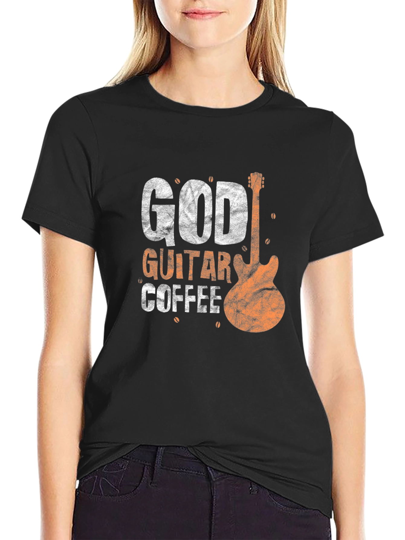 God Guitar Coffee Mens Graphic T-Shirt