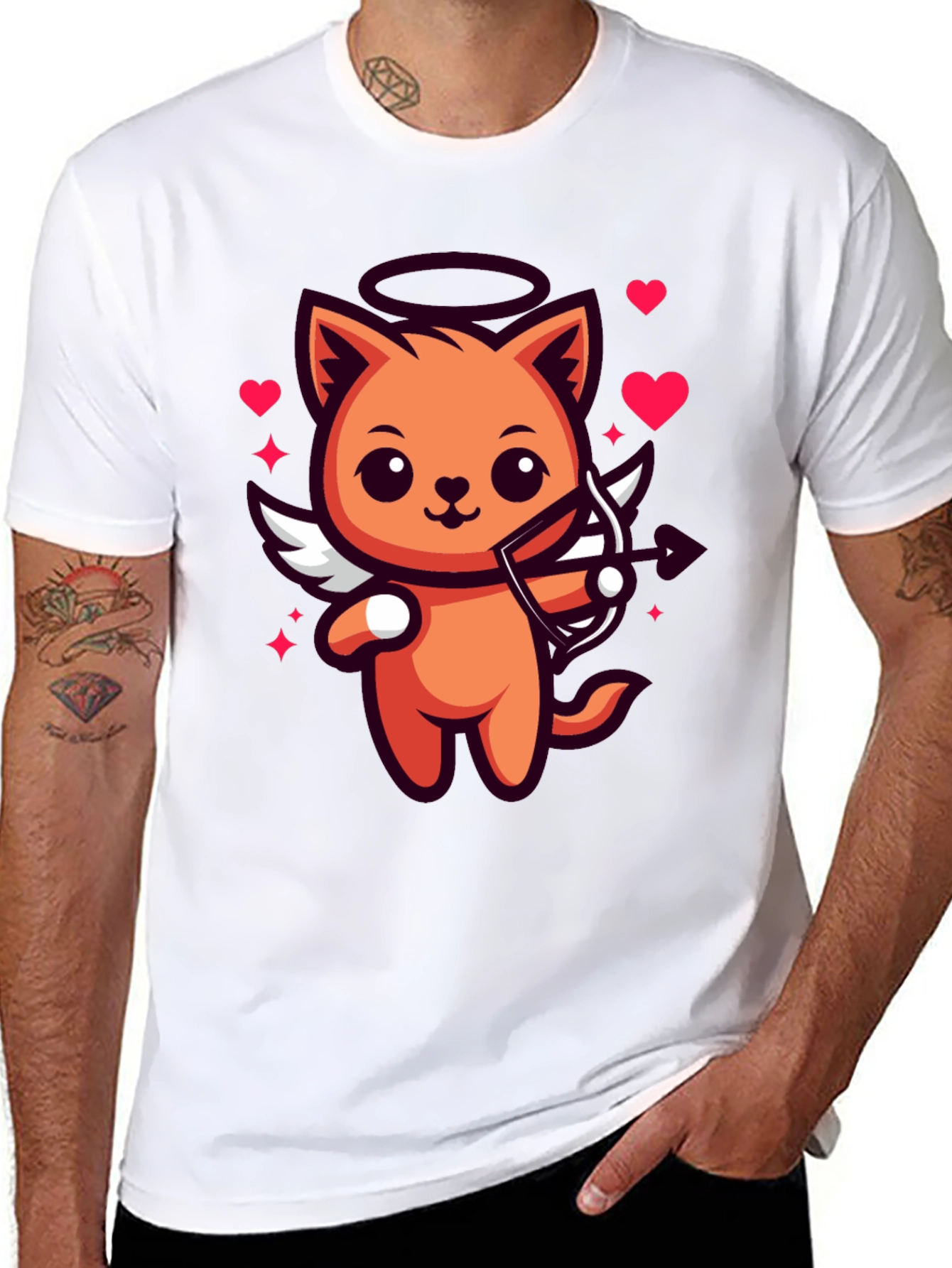 Cupid Cat T-Shirt - Valentines Day Tee