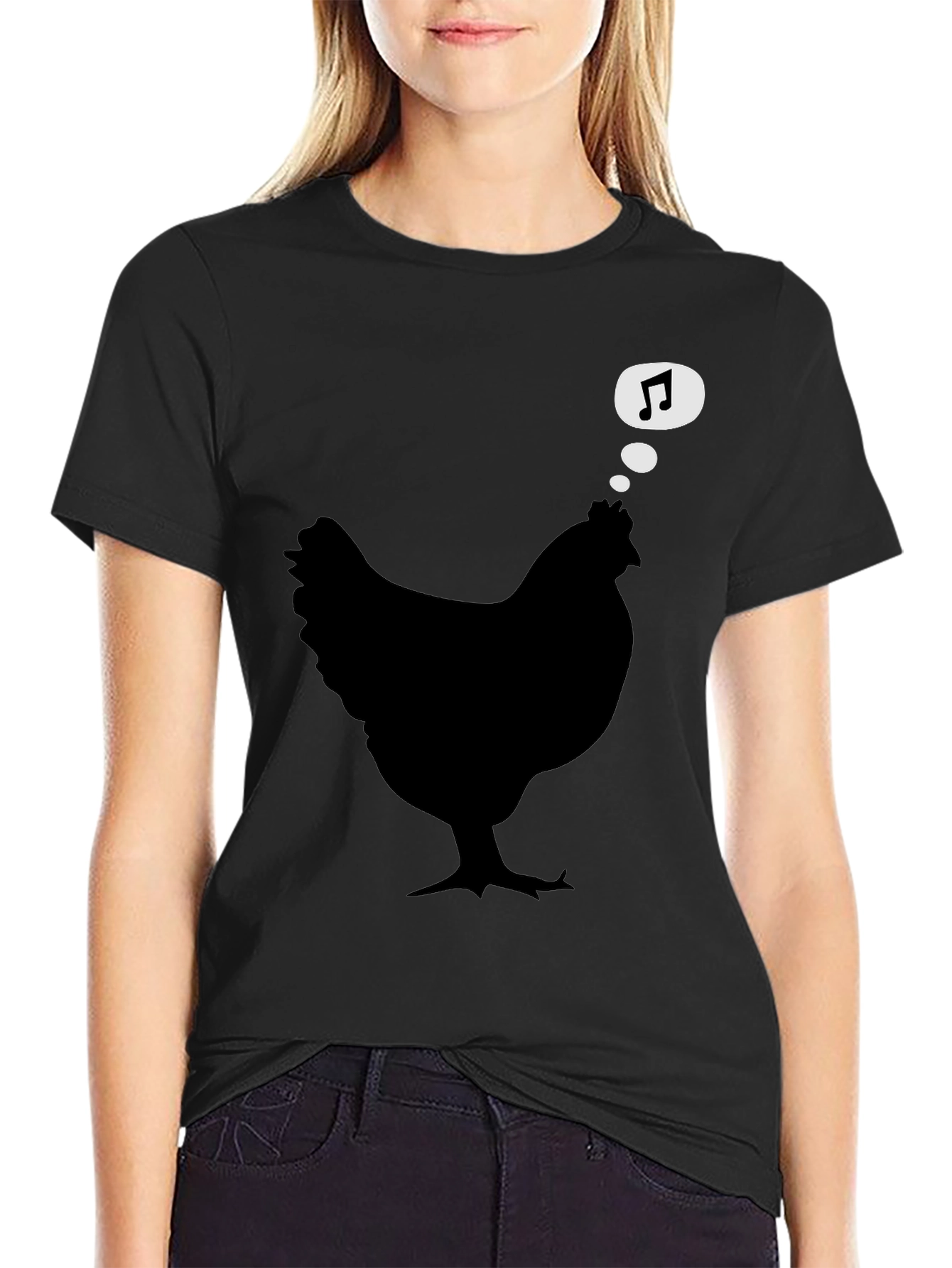 Chicken Music Lover Black T-Shirt