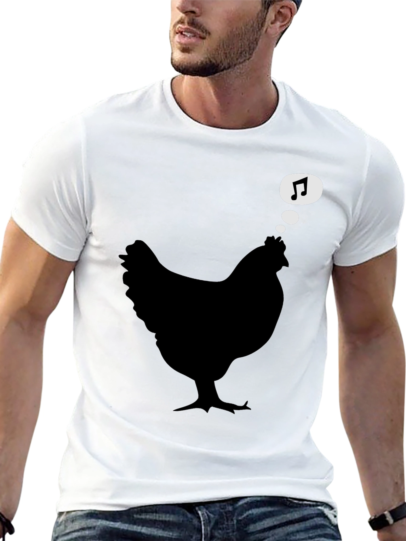 Chicken Music Lover Black T-Shirt