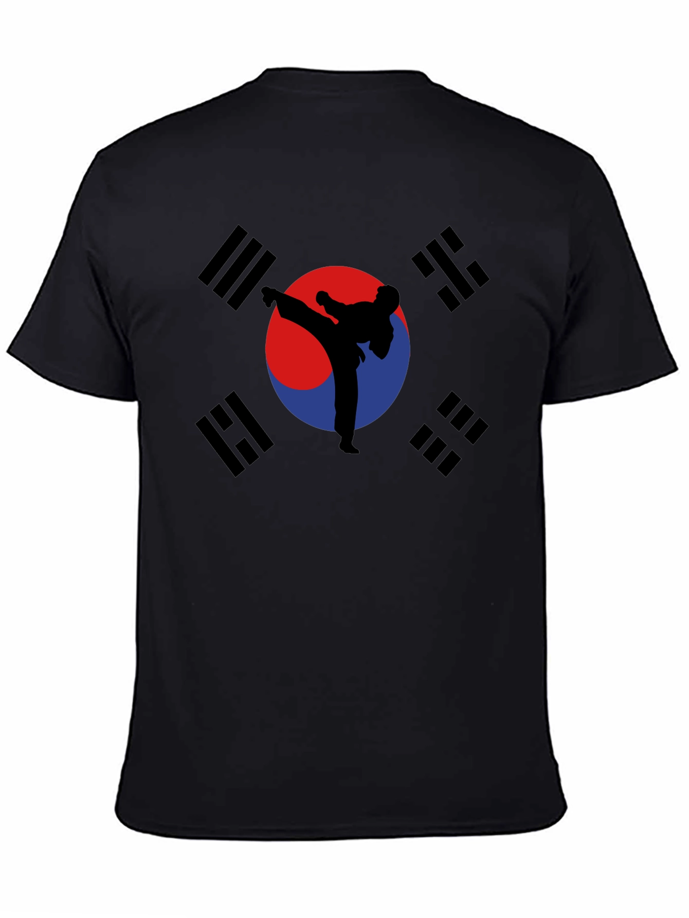 Korean Flag Taekwondo Kick T-Shirt - Black
