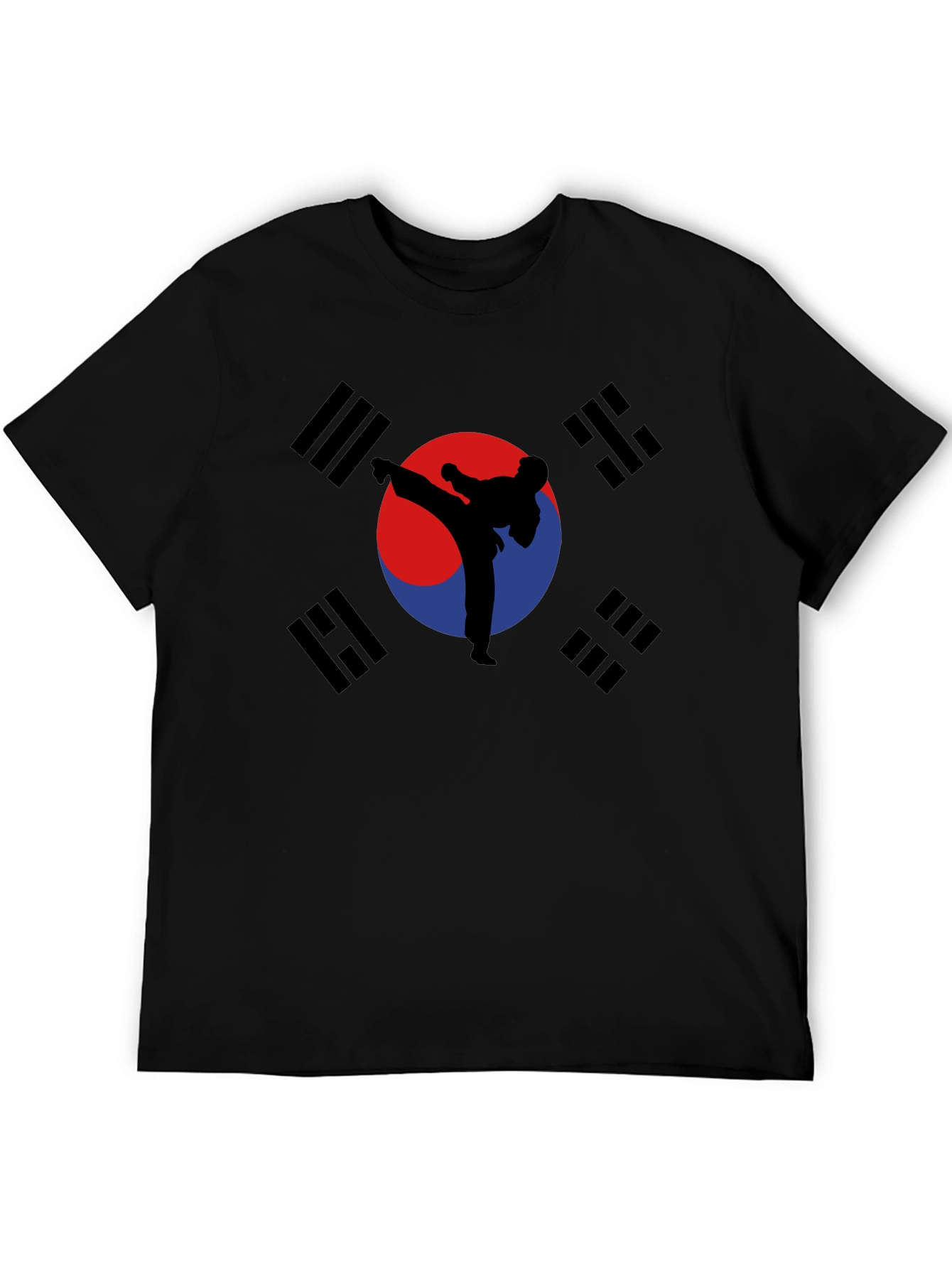 Korean Flag Taekwondo Kick T-Shirt - Black