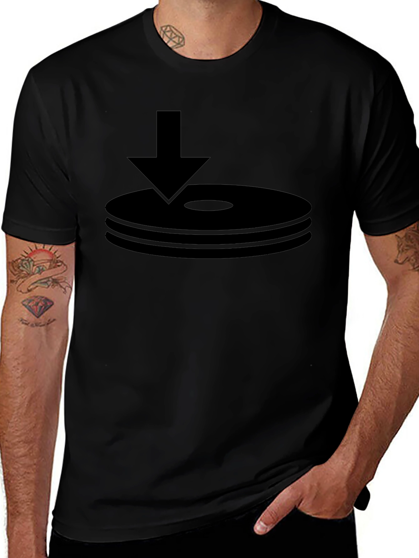 Black T-Shirt with Download Icon