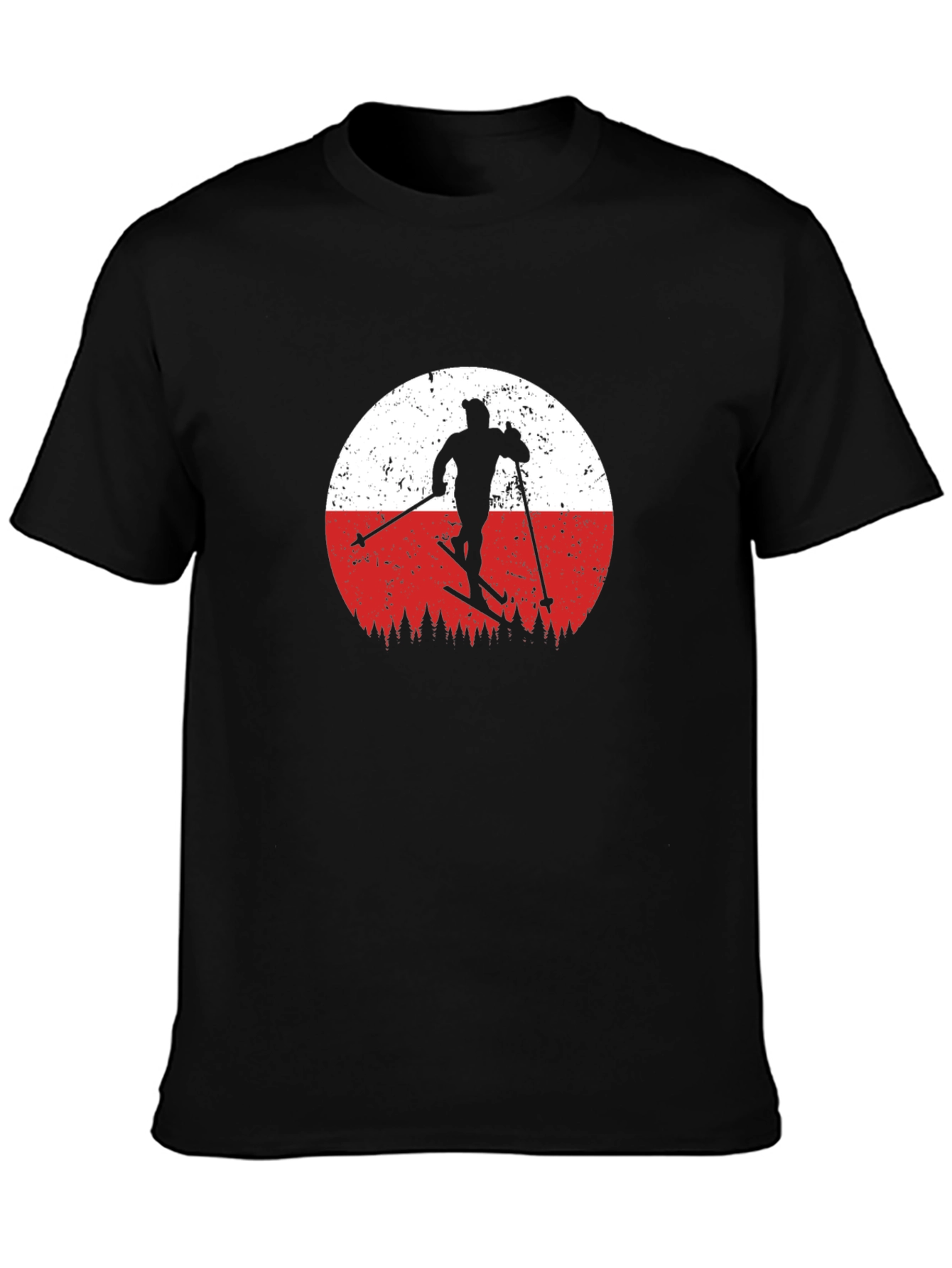 Skiing Silhouette Graphic Tee - Retro Style