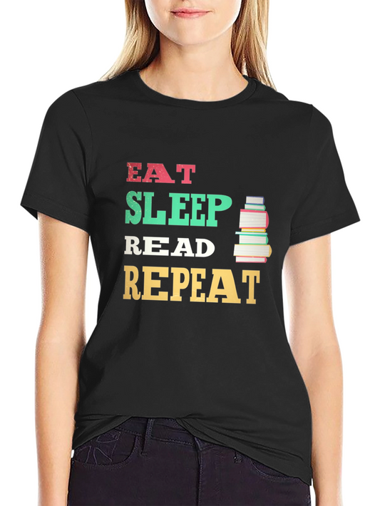 Eat Sleep Read Repeat Graphic Tee - Book Lover T-Shirt