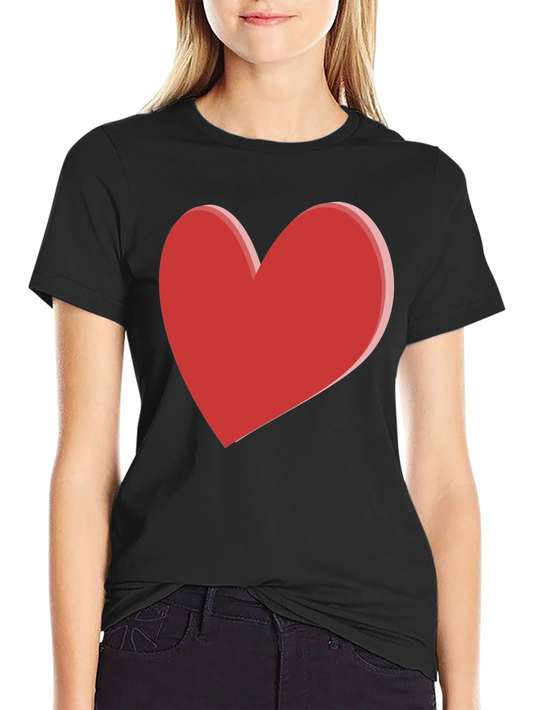 Bold Red Heart Graphic Black T-Shirt