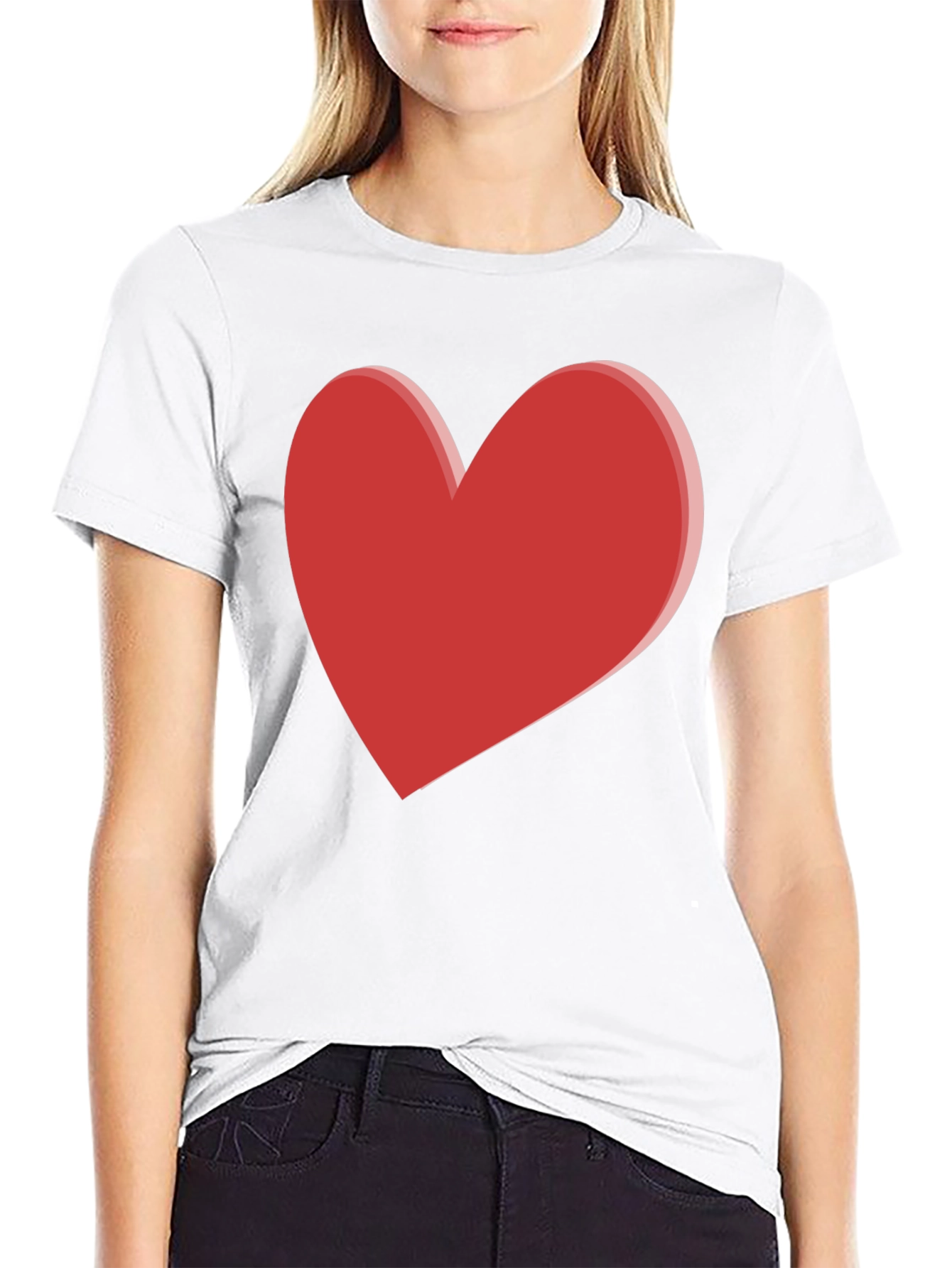 Bold Red Heart Graphic Black T-Shirt
