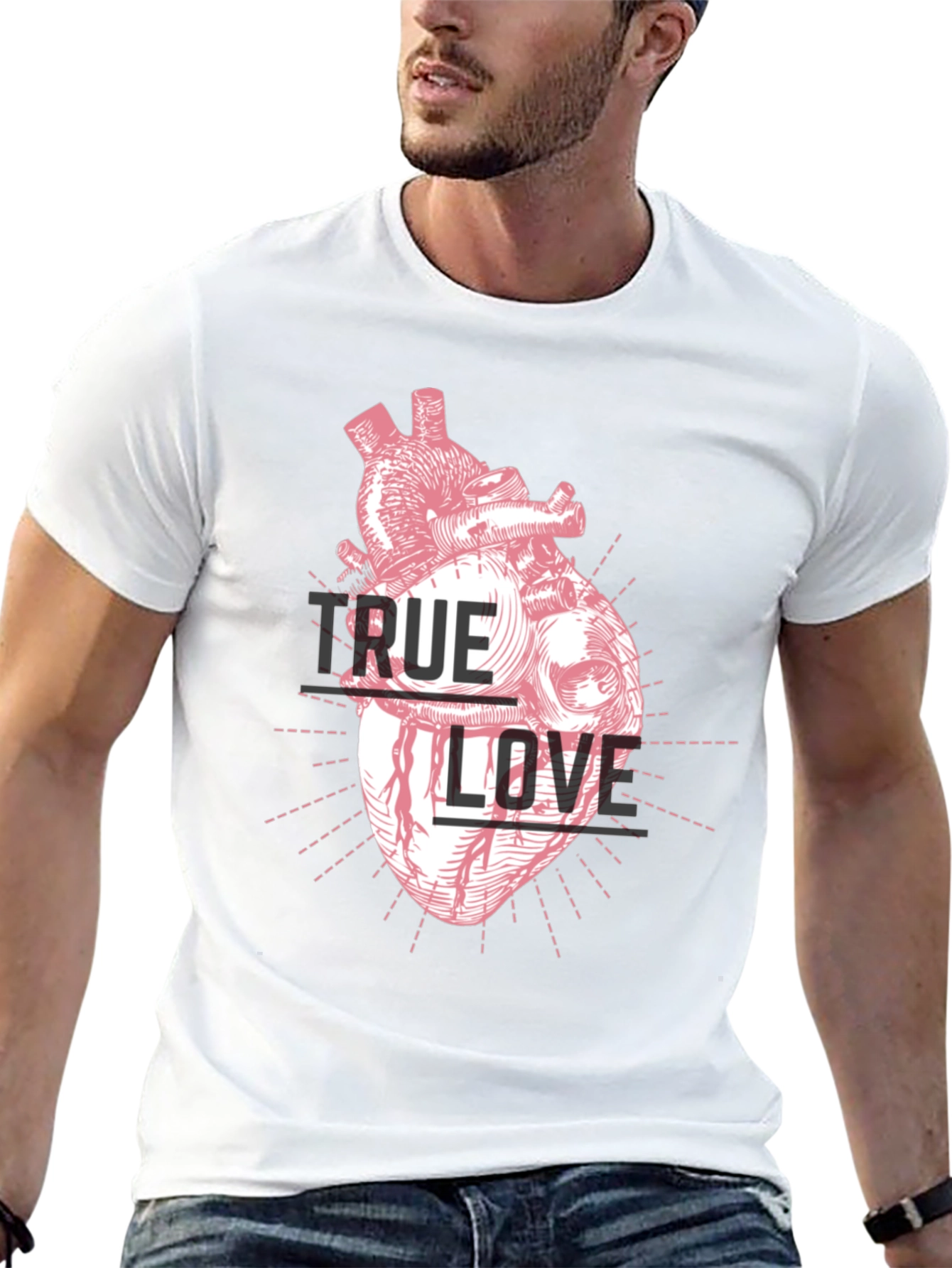 True Love Heart Graphic Tee - Black T-Shirt