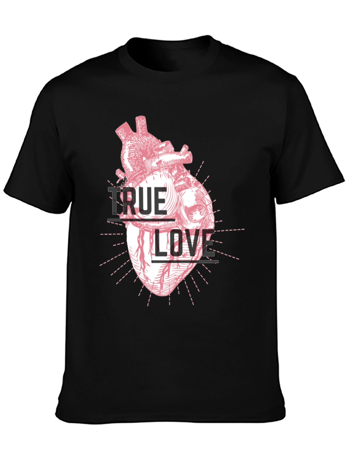 True Love Heart Graphic Tee - Black T-Shirt
