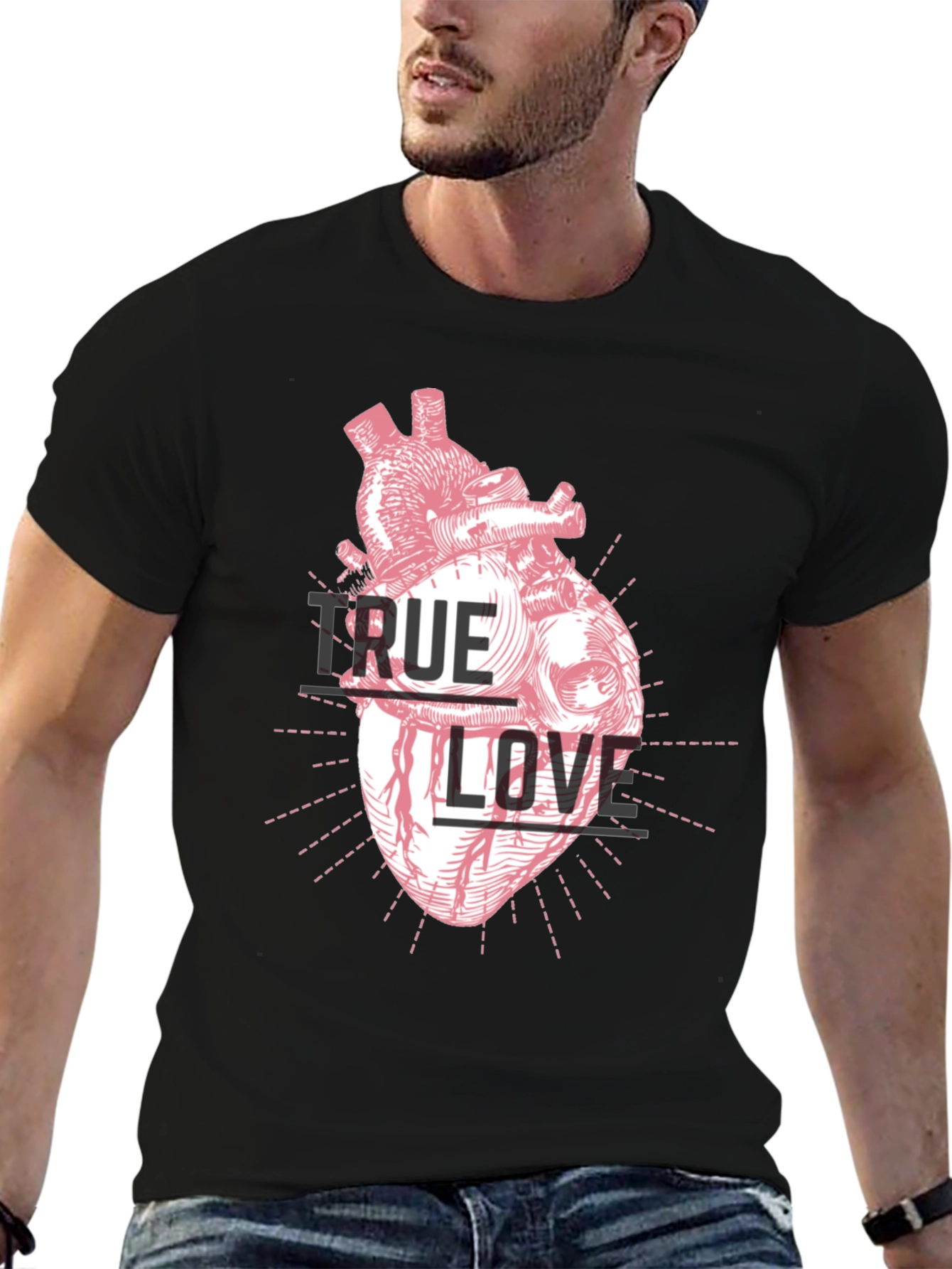True Love Heart Graphic Tee - Black T-Shirt