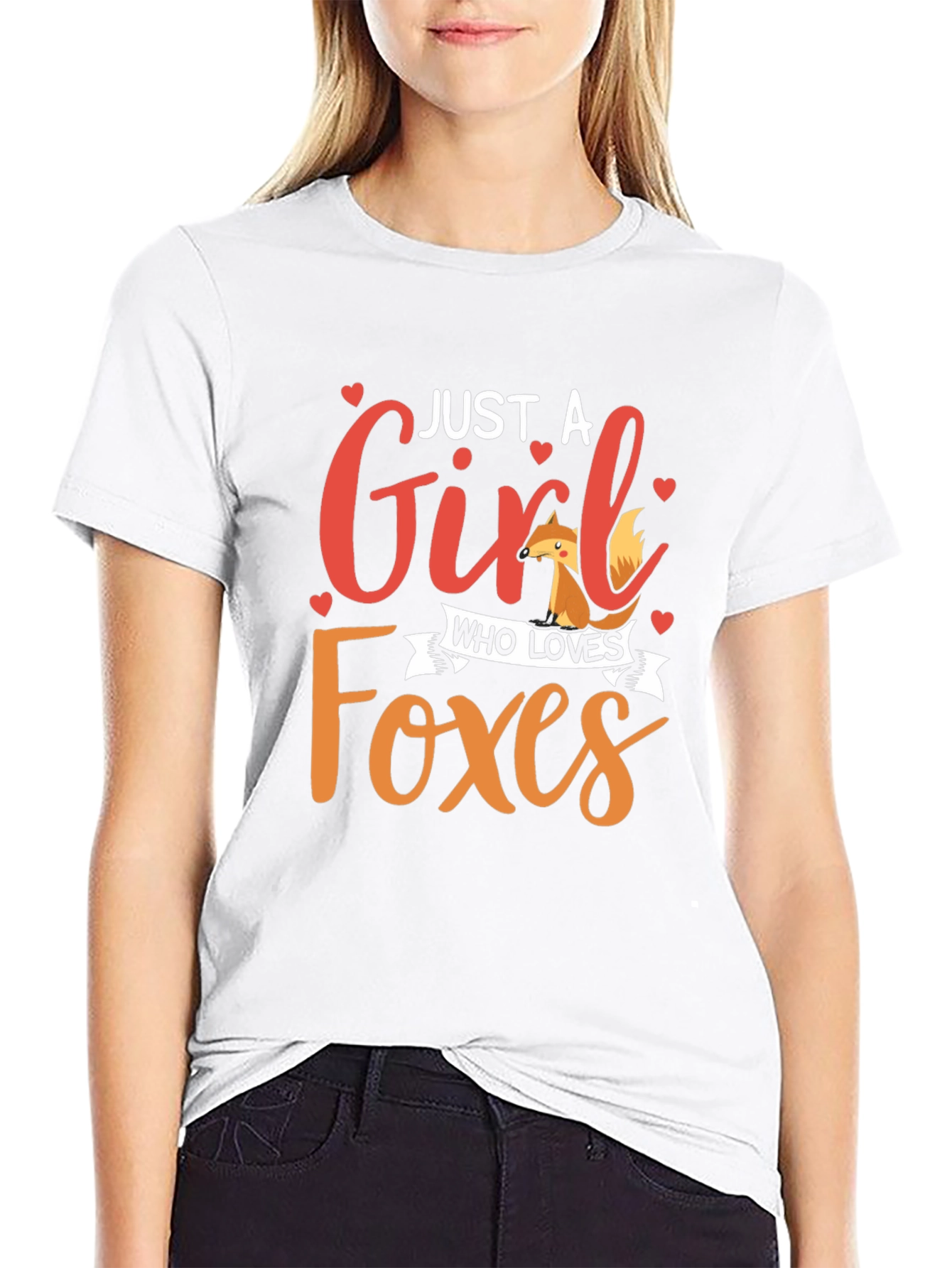Just A Girl Who Loves Foxes Black Graphic Tee