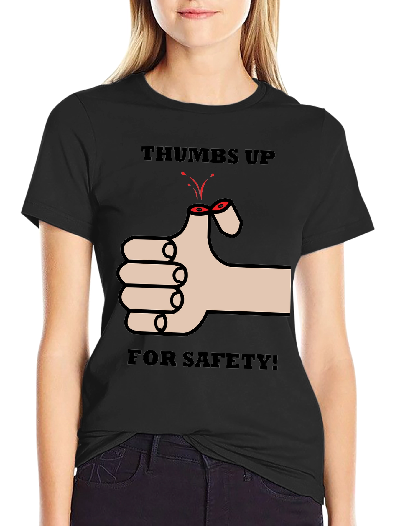 Thumbs Up For Safety Mens Black T-Shirt