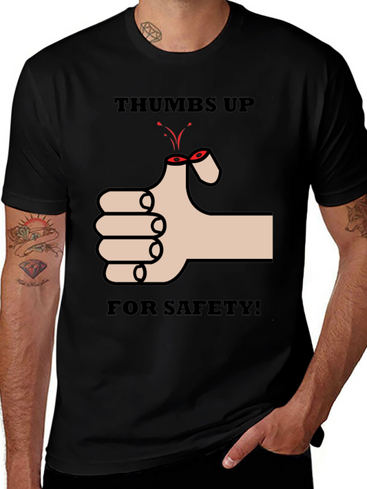 Thumbs Up For Safety Mens Black T-Shirt