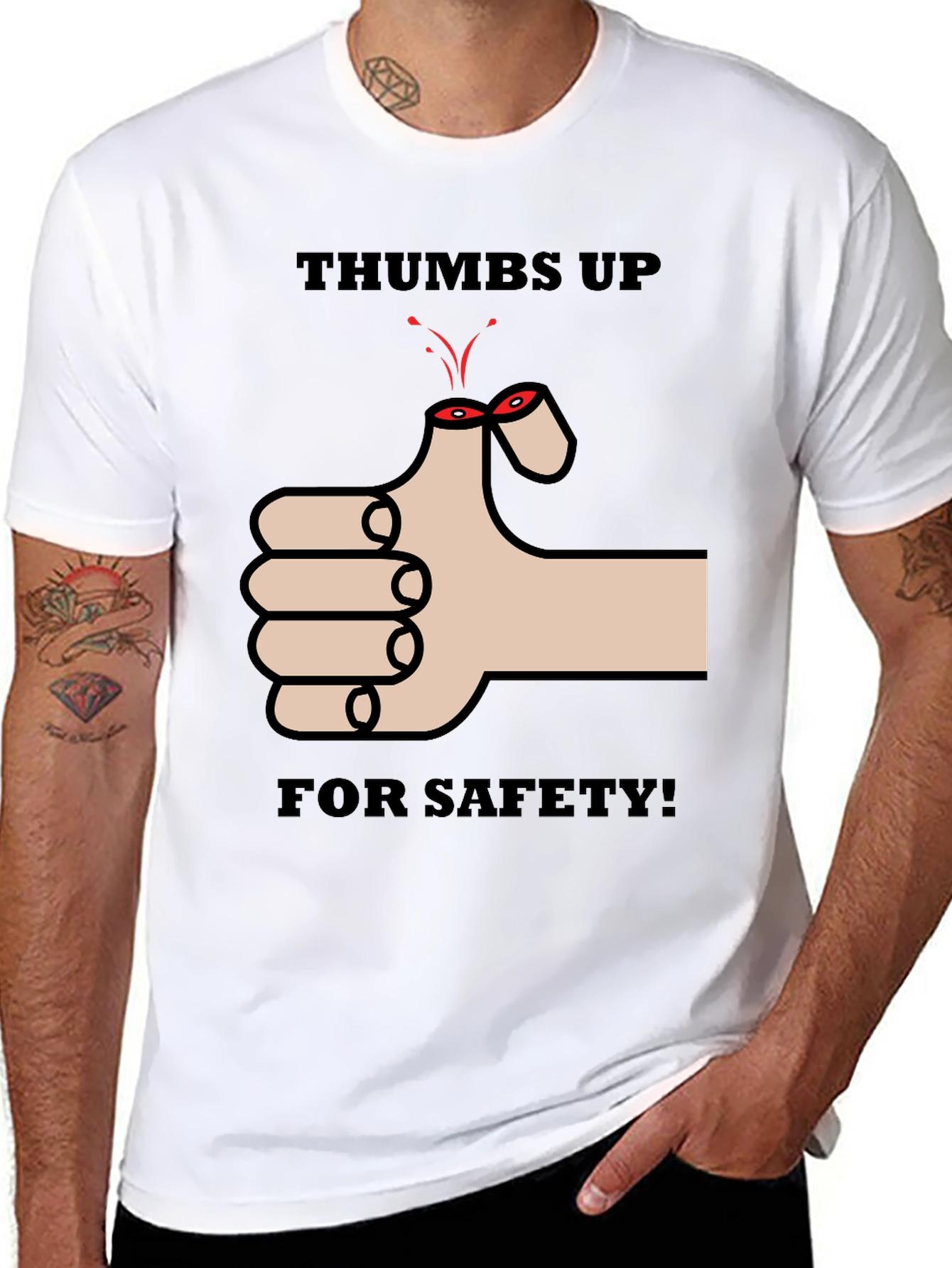 Thumbs Up For Safety Mens Black T-Shirt