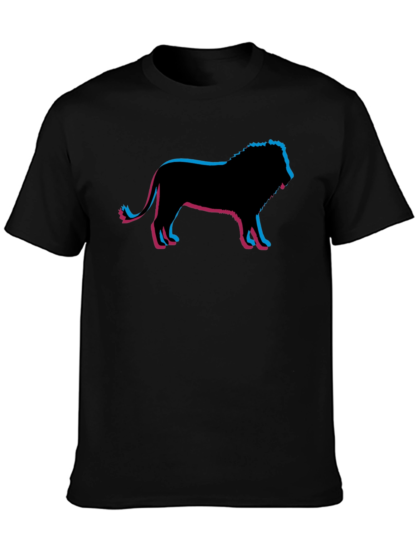 Lion Silhouette Graphic Print Black T-Shirt