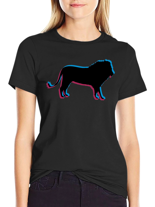 Lion Silhouette Graphic Print Black T-Shirt