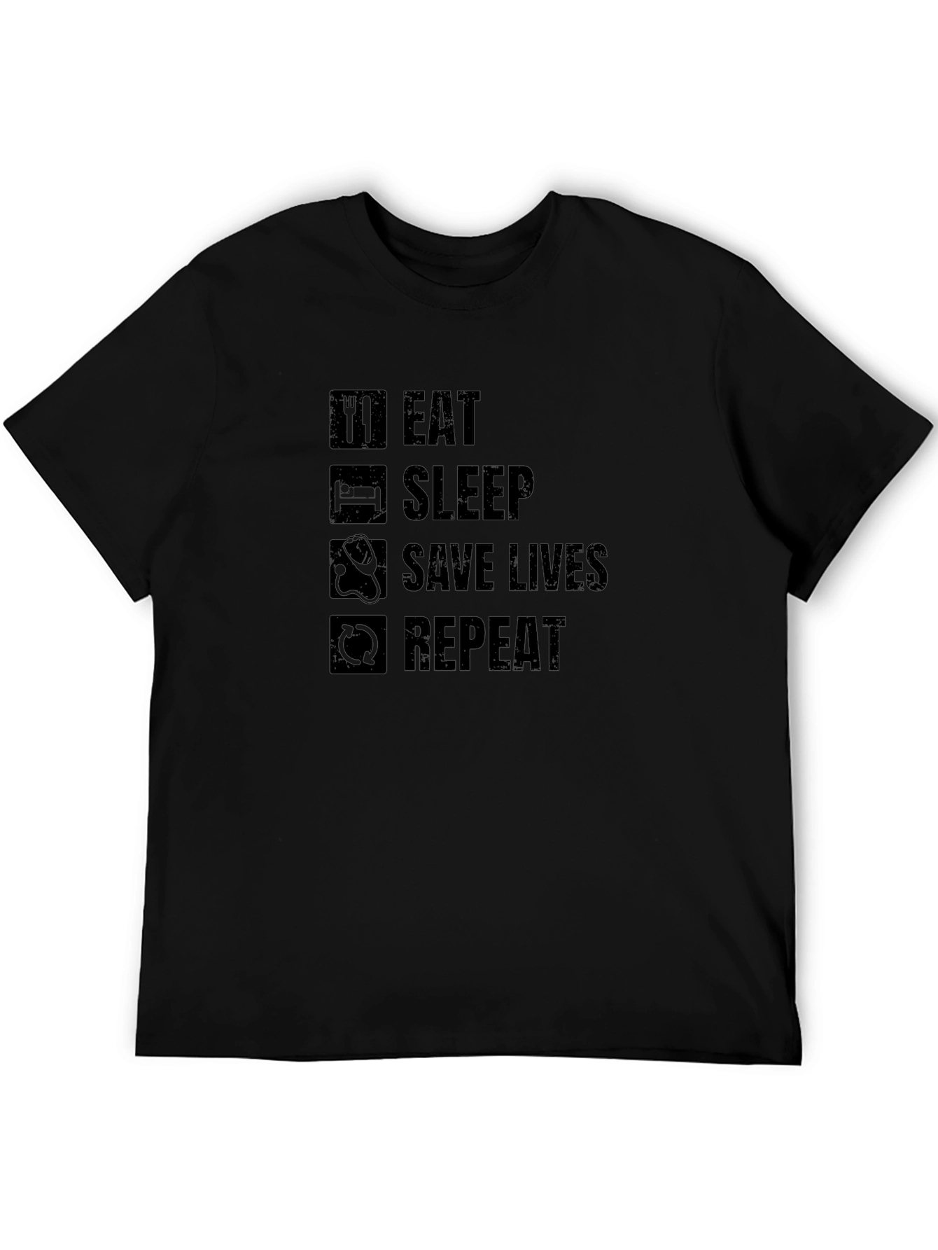Eat Sleep Save Lives Repeat Black T-Shirt