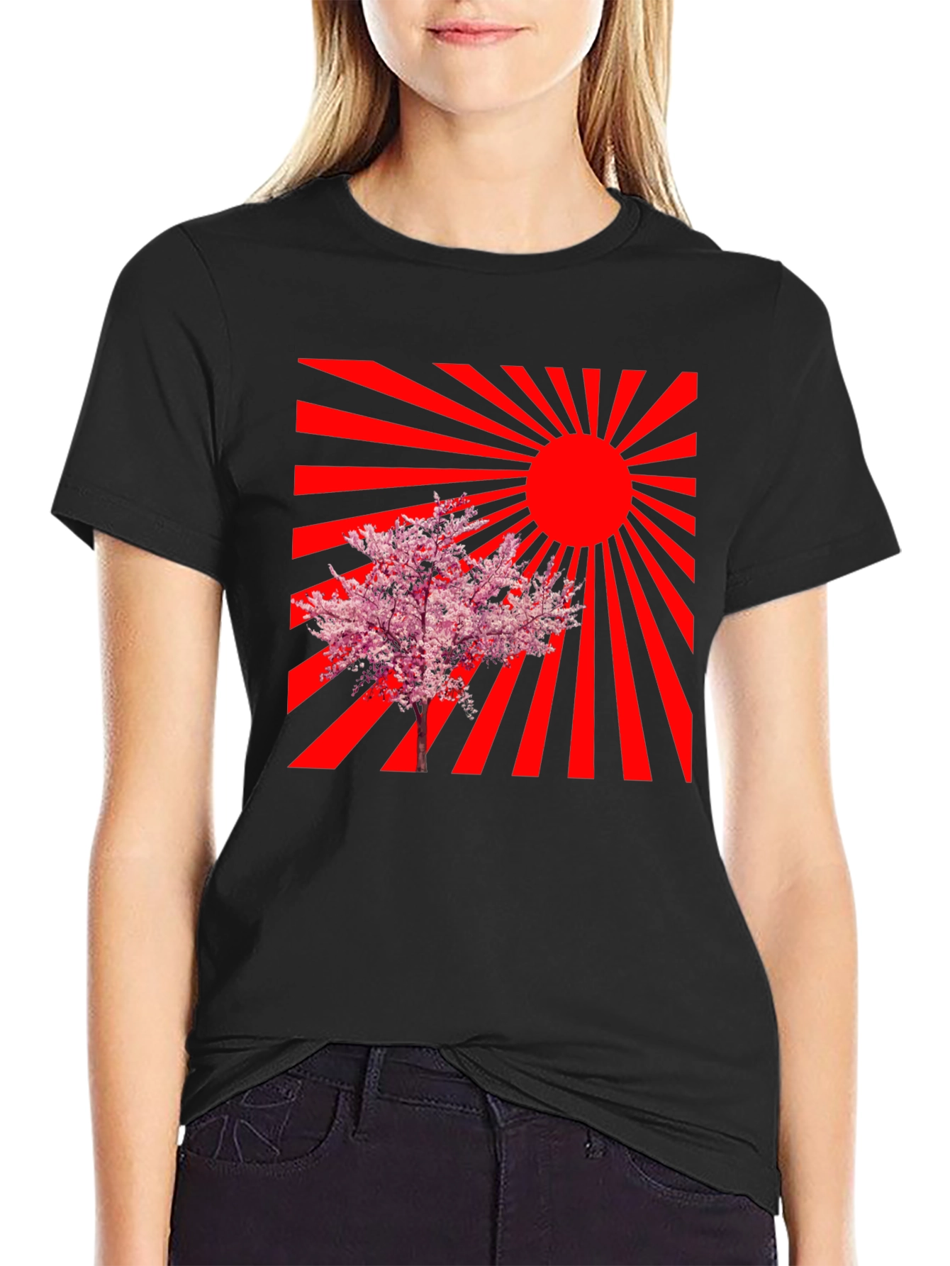 Rising Sun Cherry Blossom Graphic Tee