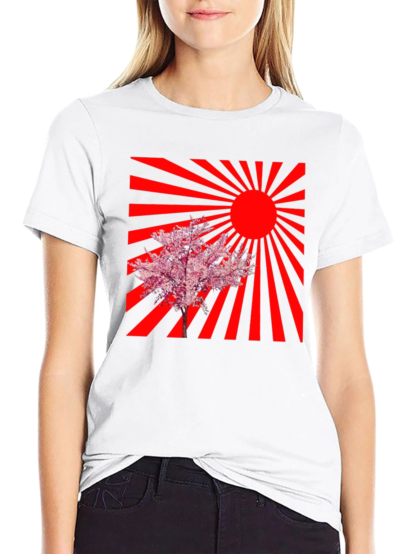 Rising Sun Cherry Blossom Graphic Tee