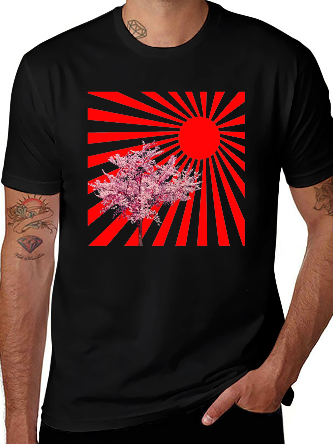 Rising Sun Cherry Blossom Graphic Tee