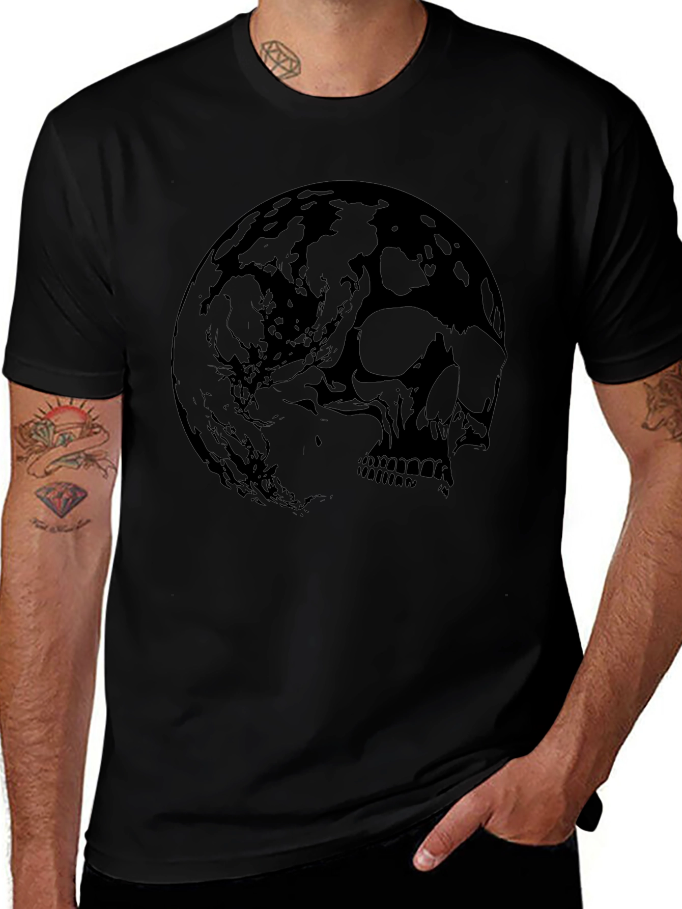 Skull Moon Graphic Tee - Mens Black T-Shirt
