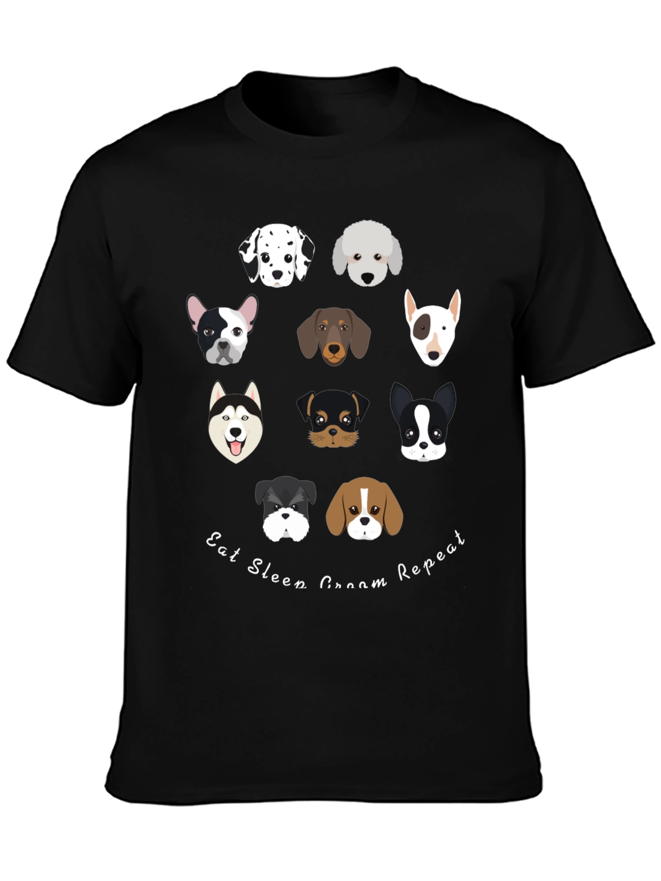Dog Breed Graphic Tee - Eat Sleep Groom Repeat