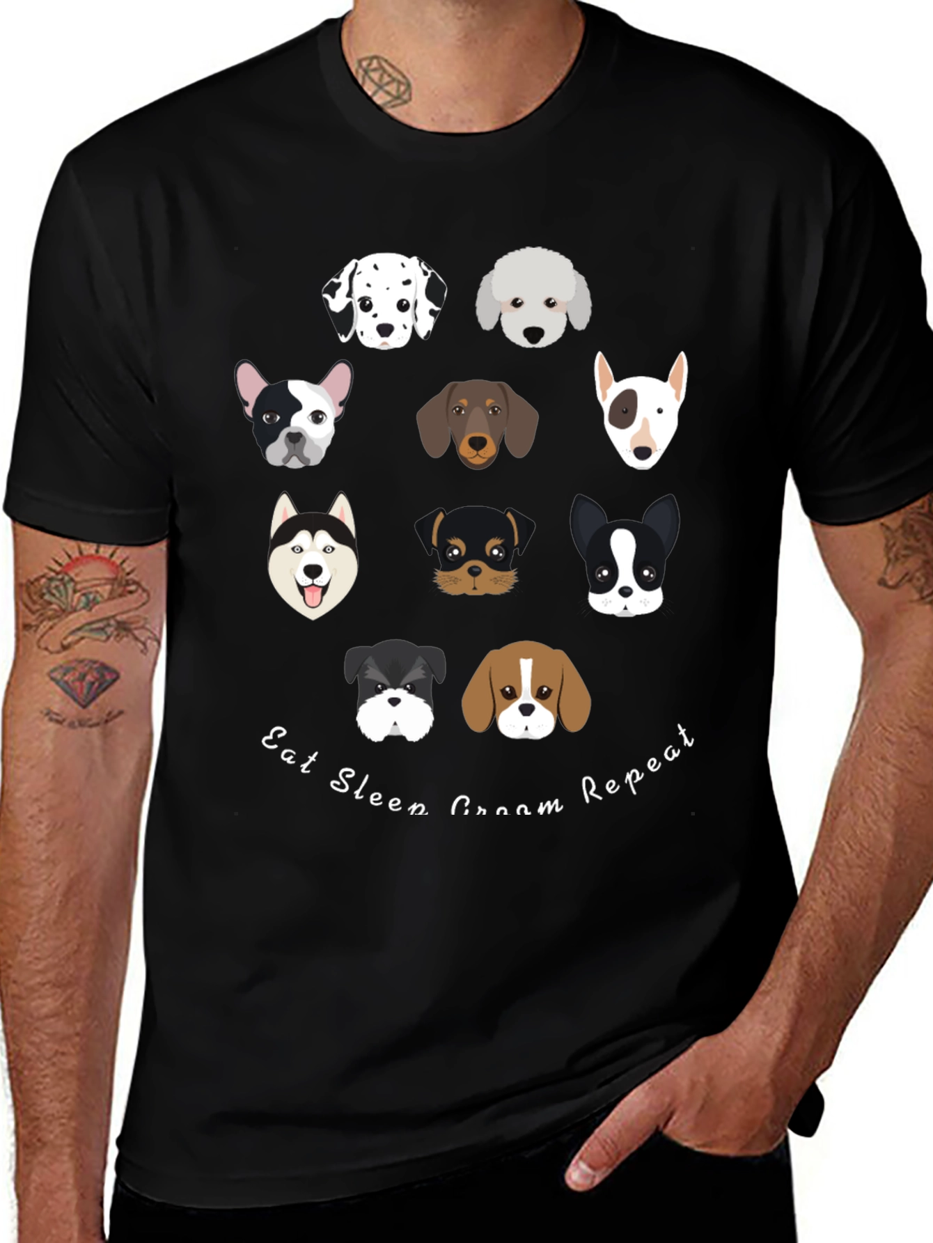 Dog Breed Graphic Tee - Eat Sleep Groom Repeat
