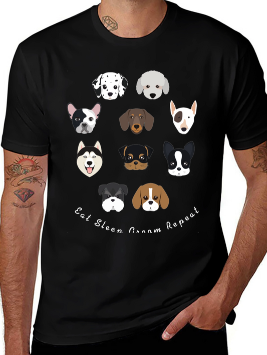 Dog Breed Graphic Tee - Eat Sleep Groom Repeat