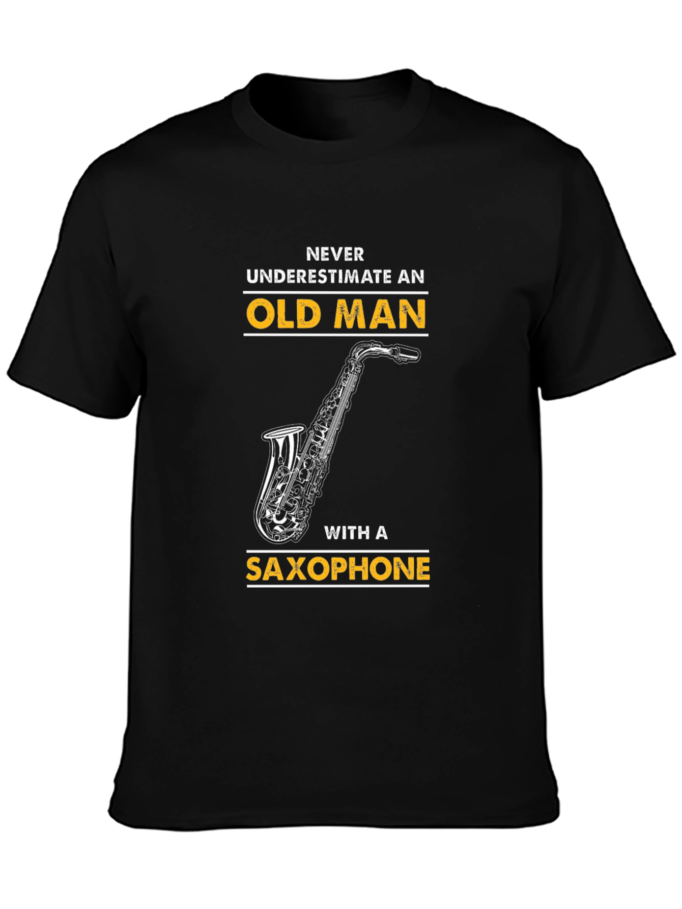 Old Man Saxophone Graphic T-Shirt - Black