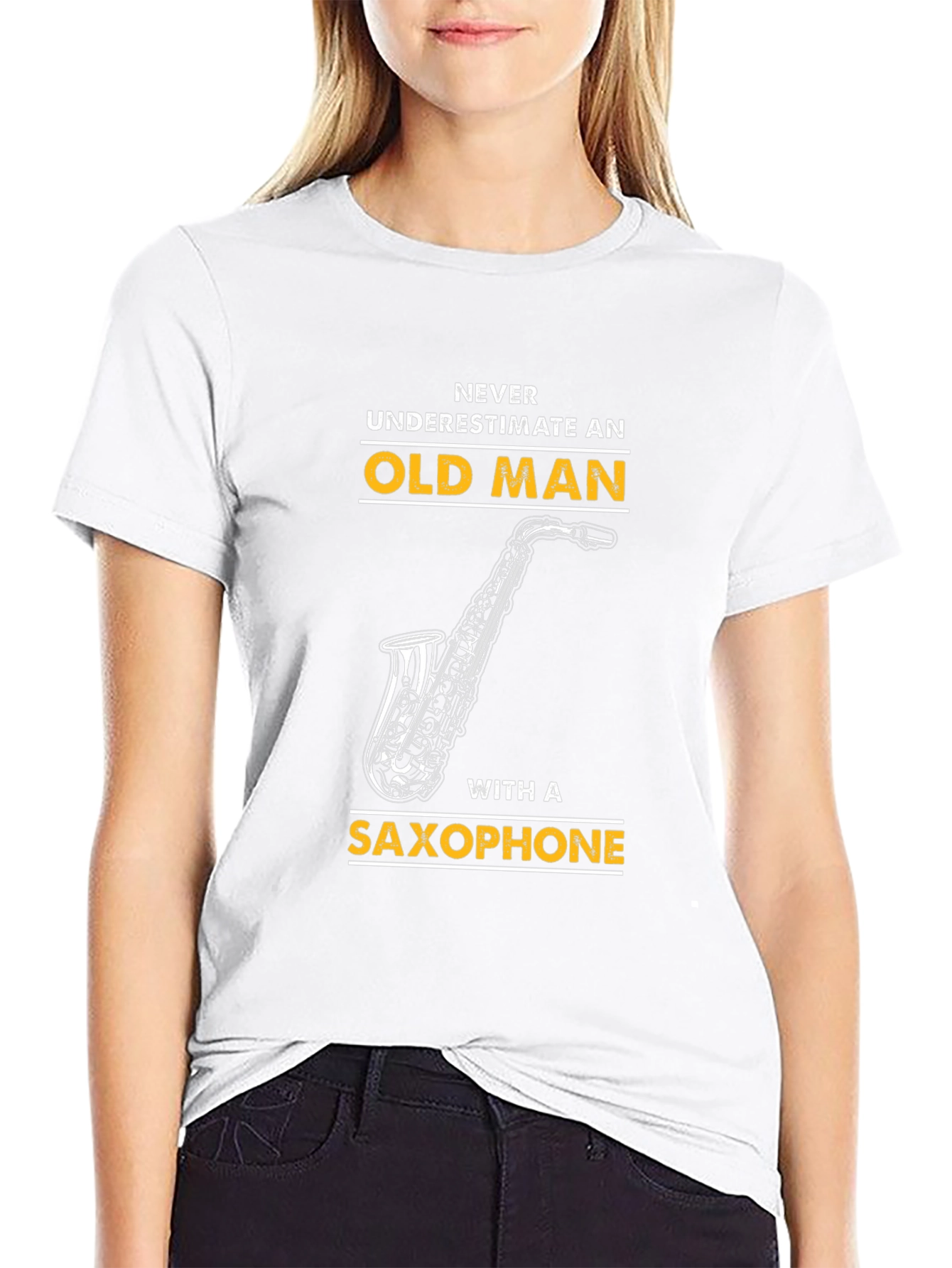 Old Man Saxophone Graphic T-Shirt - Black