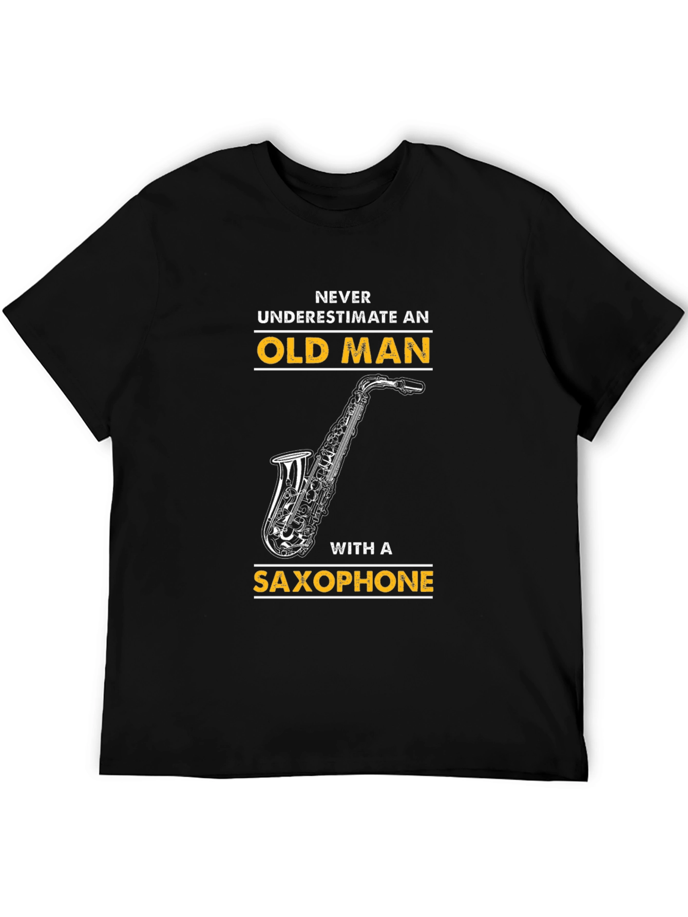 Old Man Saxophone Graphic T-Shirt - Black