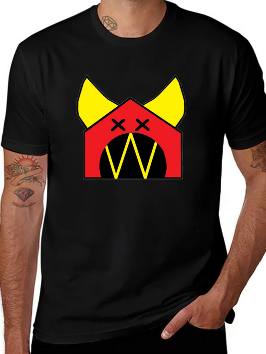 Graphic Tee: Red House with Yellow Accents Black T-Shirt