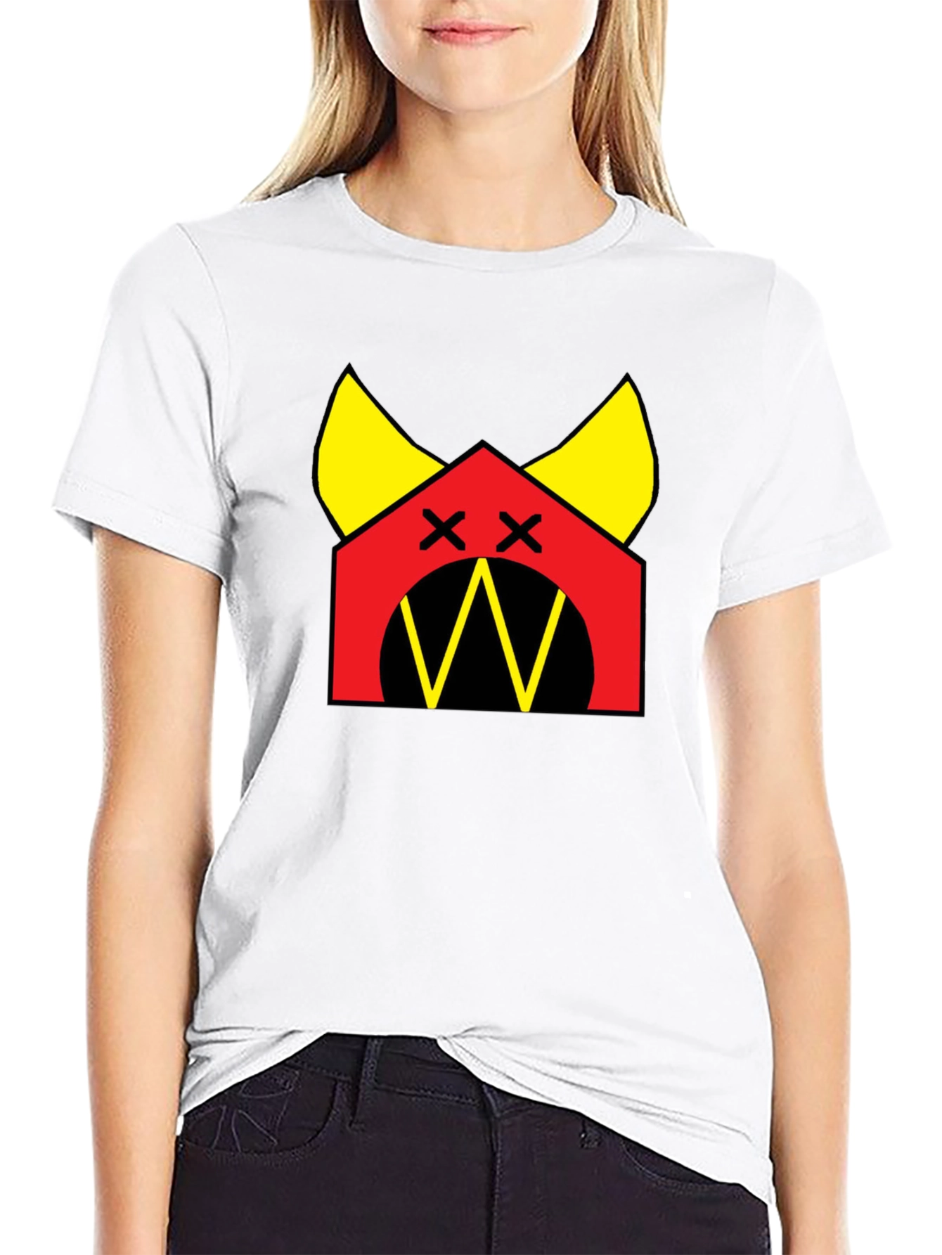 Graphic Tee: Red House with Yellow Accents Black T-Shirt