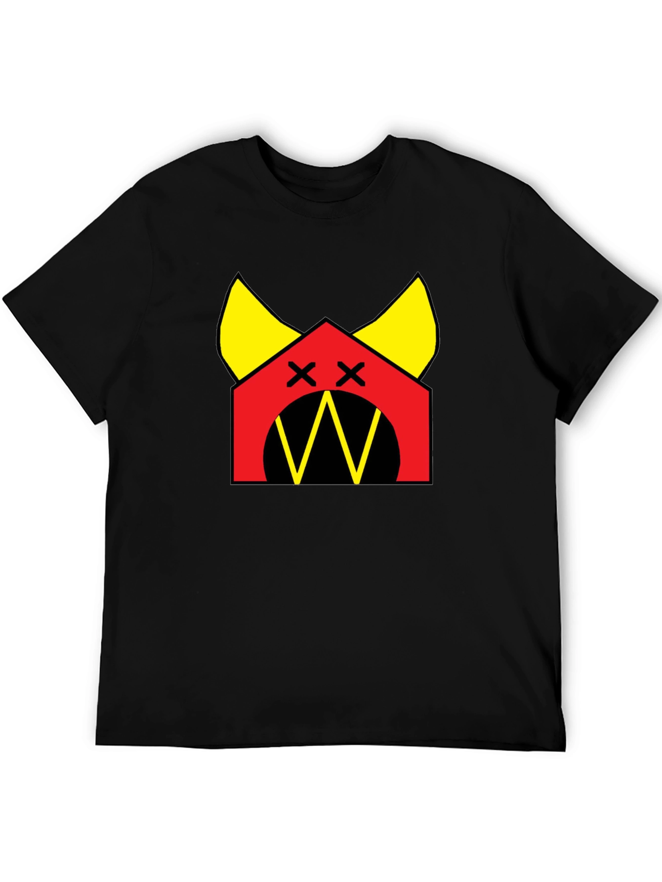 Graphic Tee: Red House with Yellow Accents Black T-Shirt
