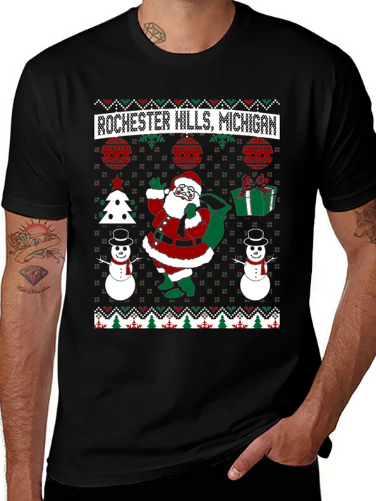 Rochester Hills Michigan Ugly Christmas T-Shirt