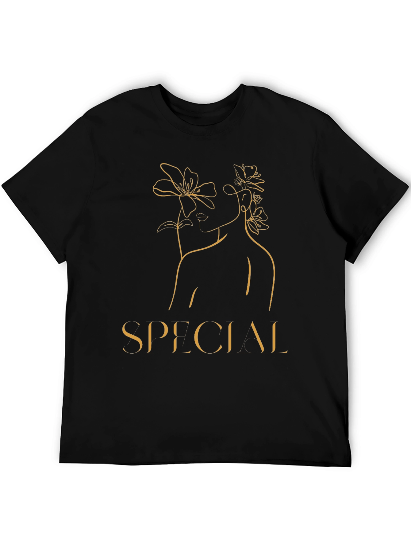 Elegant Woman Line Art Graphic Tee - Black