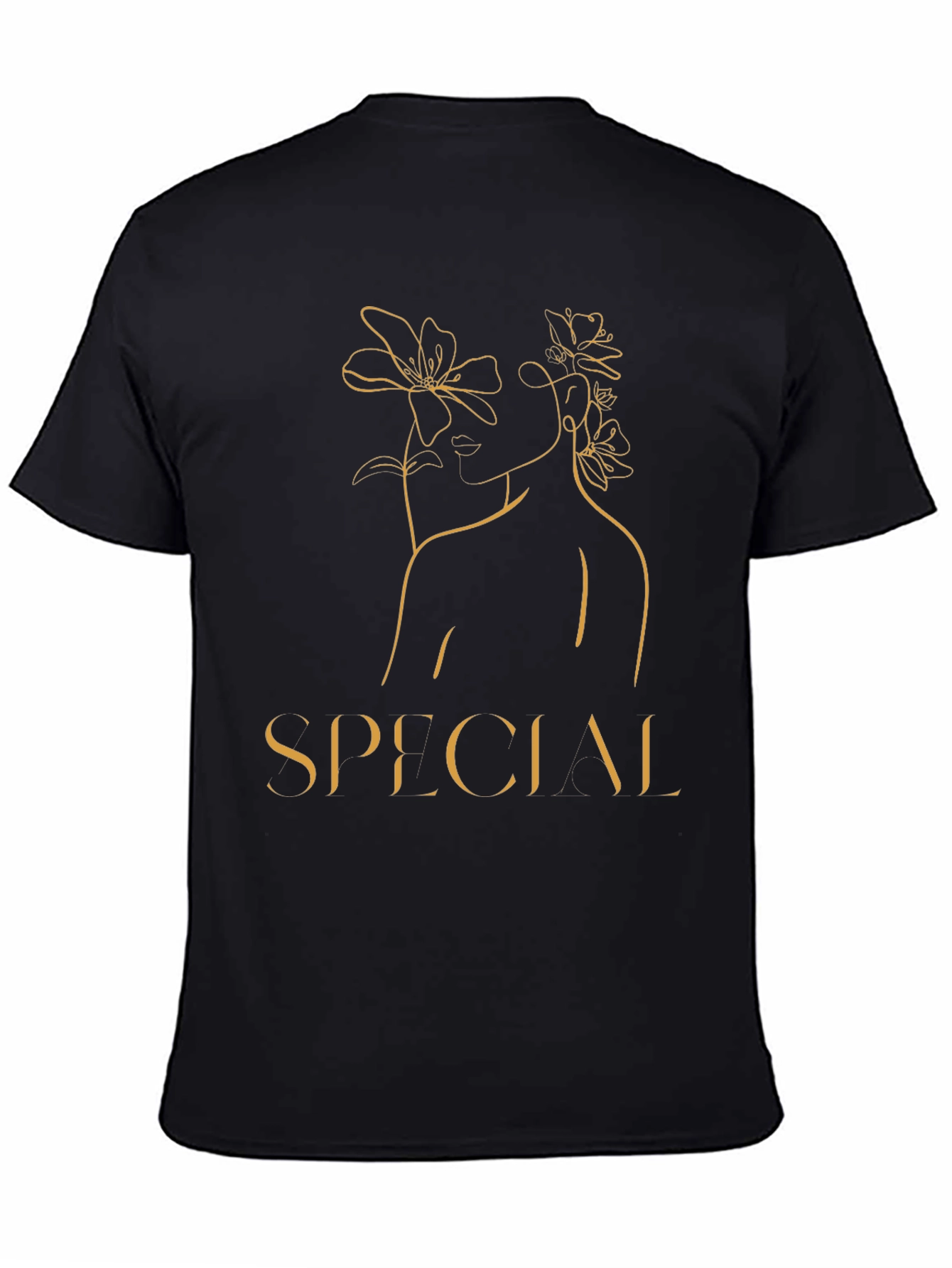 Elegant Woman Line Art Graphic Tee - Black