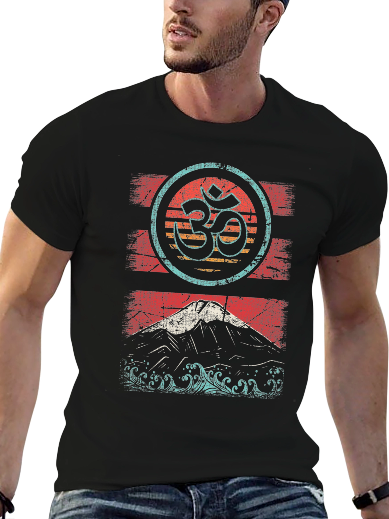 Om & Mountain Graphic Tee - Relaxed Fit