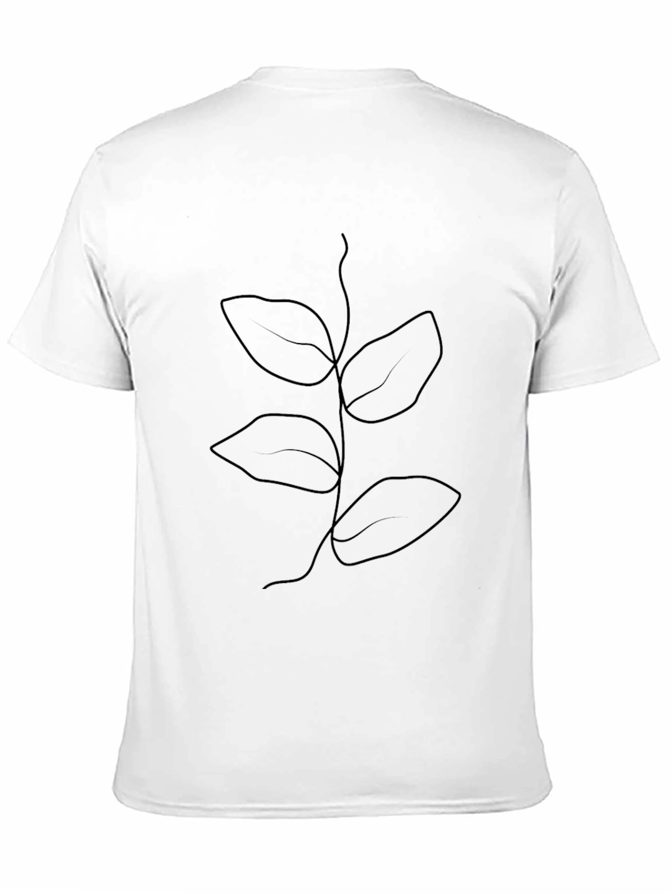 Minimalist Plant Line Art Black T-Shirt