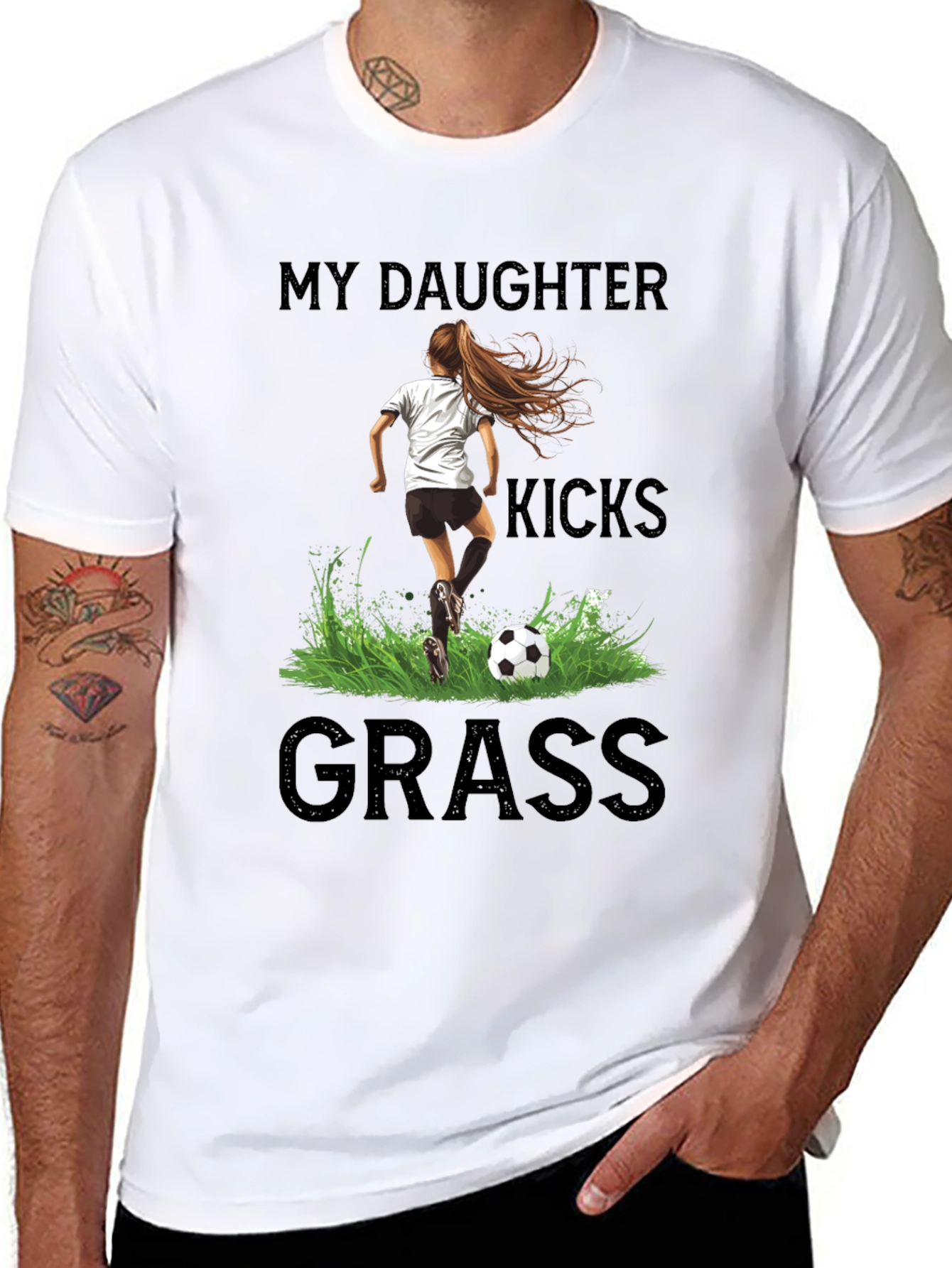My Daughter Kicks Grass Soccer T-Shirt